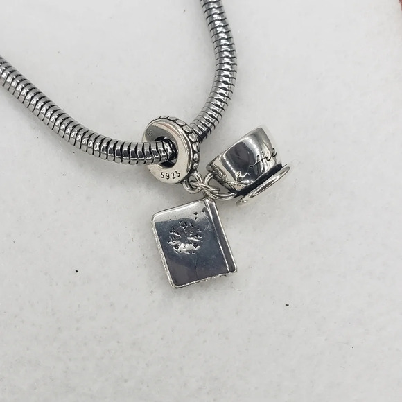 Bookworm Dangle Charm for Bracelet Reading Is My Superpower 925 Sterling Silver - Picture 3 of 7